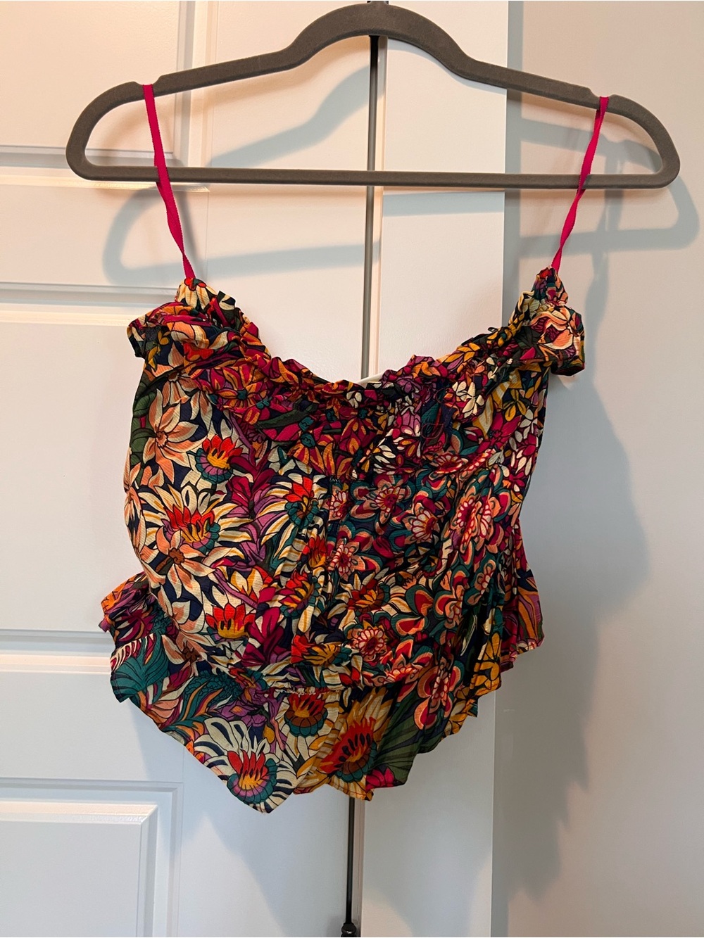 Anthropologie Floral Smocked tube Top in Pink, Green, Yellow